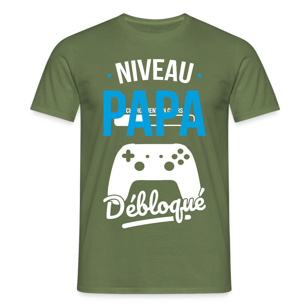 T-shirt Homme - Niveau Papa Débloqué - vert militaire