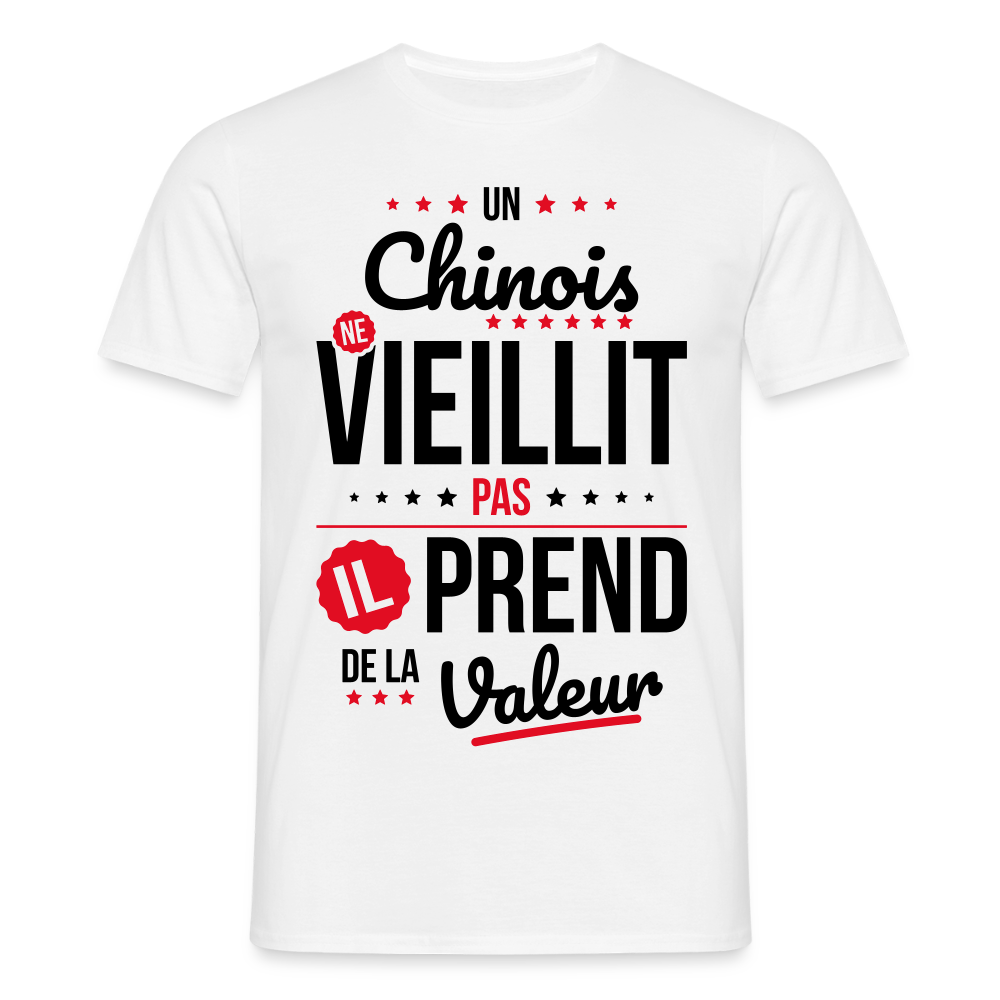 T-shirt Homme - Un Chinois ne vieillit pas - blanc