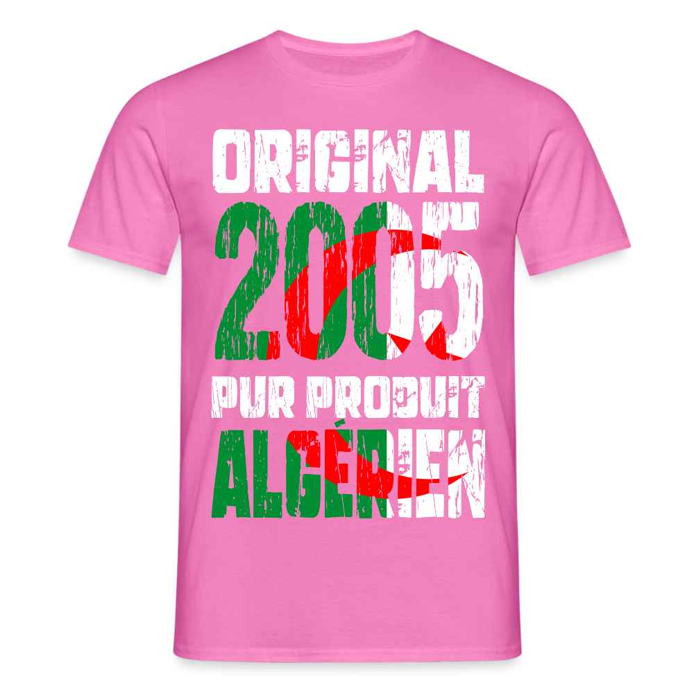 T-shirt Homme - Anniversaire 20 Ans - Original 2005 - Pur produit Algérien - rose