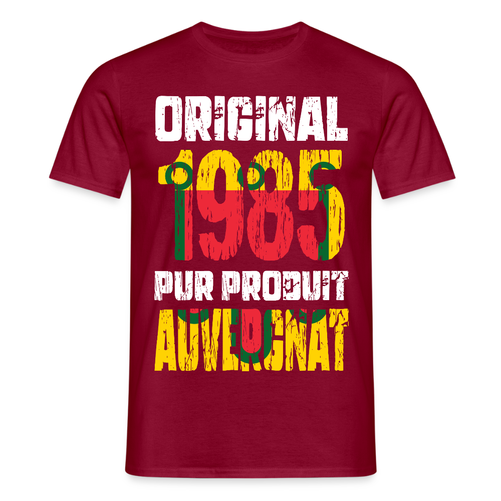T-shirt Homme - Anniversaire 40 Ans - Original 1985 - Pur produit Auvergnat - rouge brique