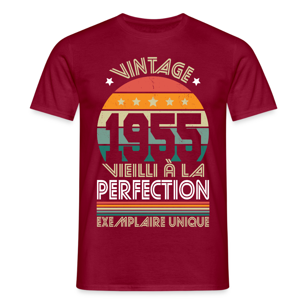 T-shirt Homme - Anniversaire 70 Ans - Vintage 1955 - rouge brique