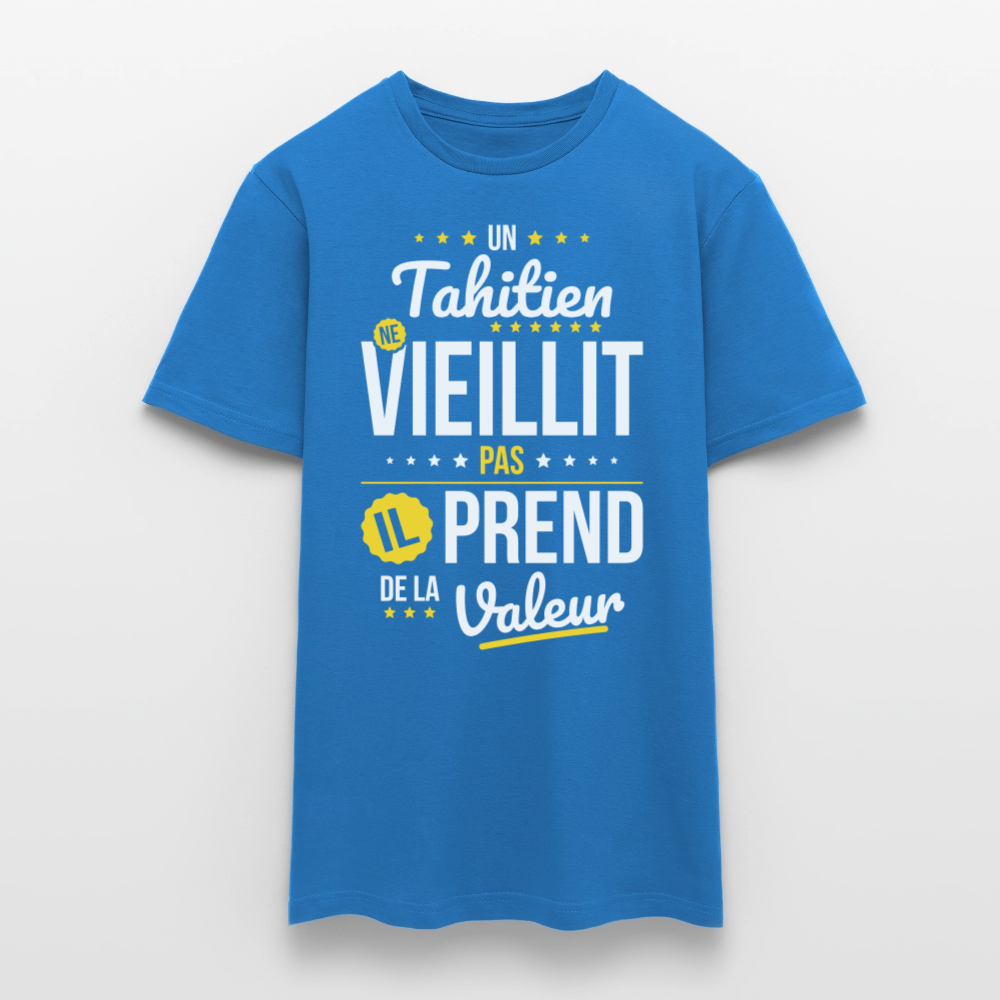 T-shirt Homme - Un Tahitien ne vieillit pas - bleu royal