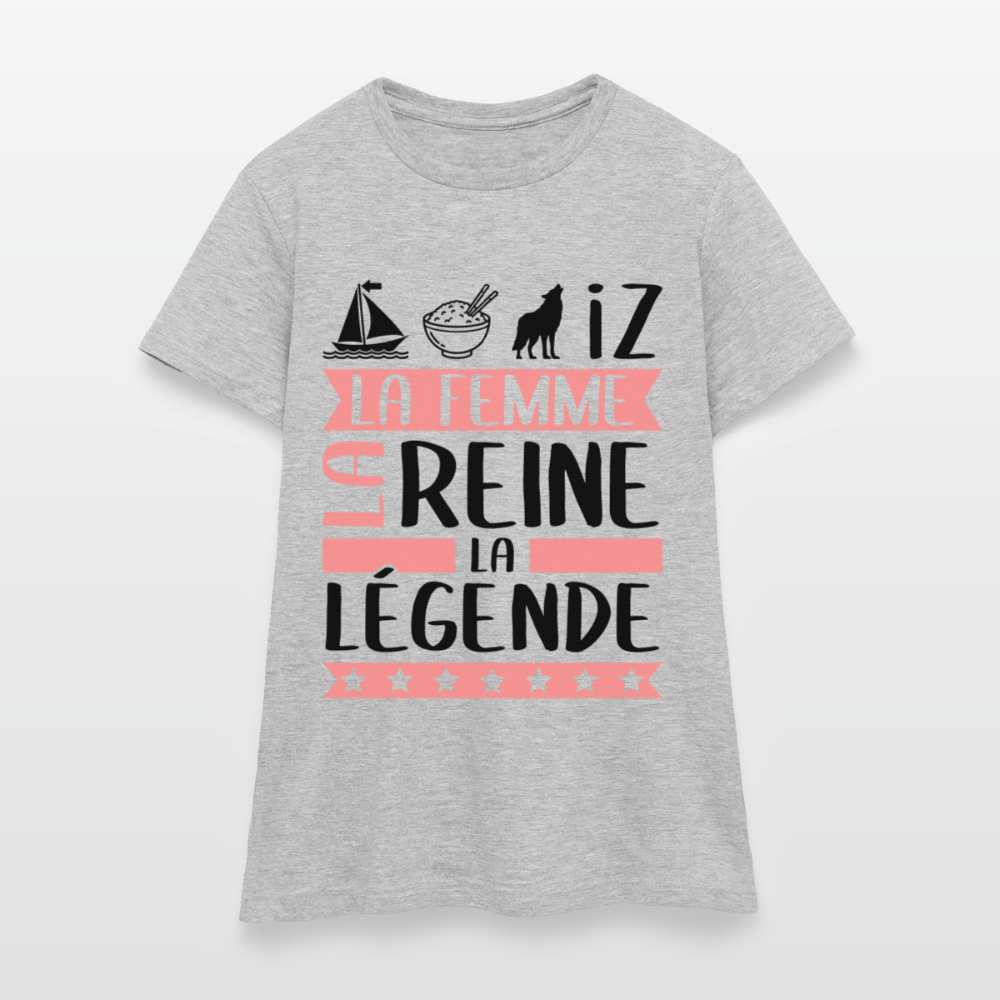 T-shirt femme coloris clair Marie-Louise rébus – La Femme, la reine, la légende - gris chiné