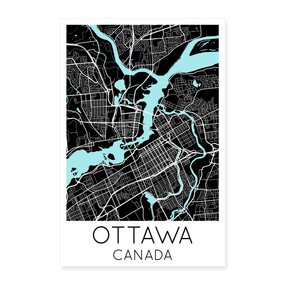 Poster Ottawa - Plan Ottawa - 60 x 90 cm - blanc