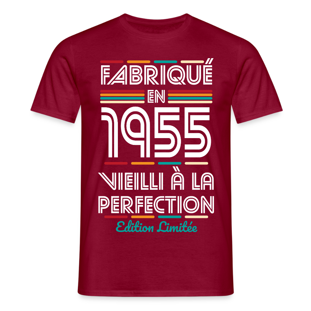 T-shirt Homme - Anniversaire 70 Ans - Fabriqué en 1955 - rouge brique