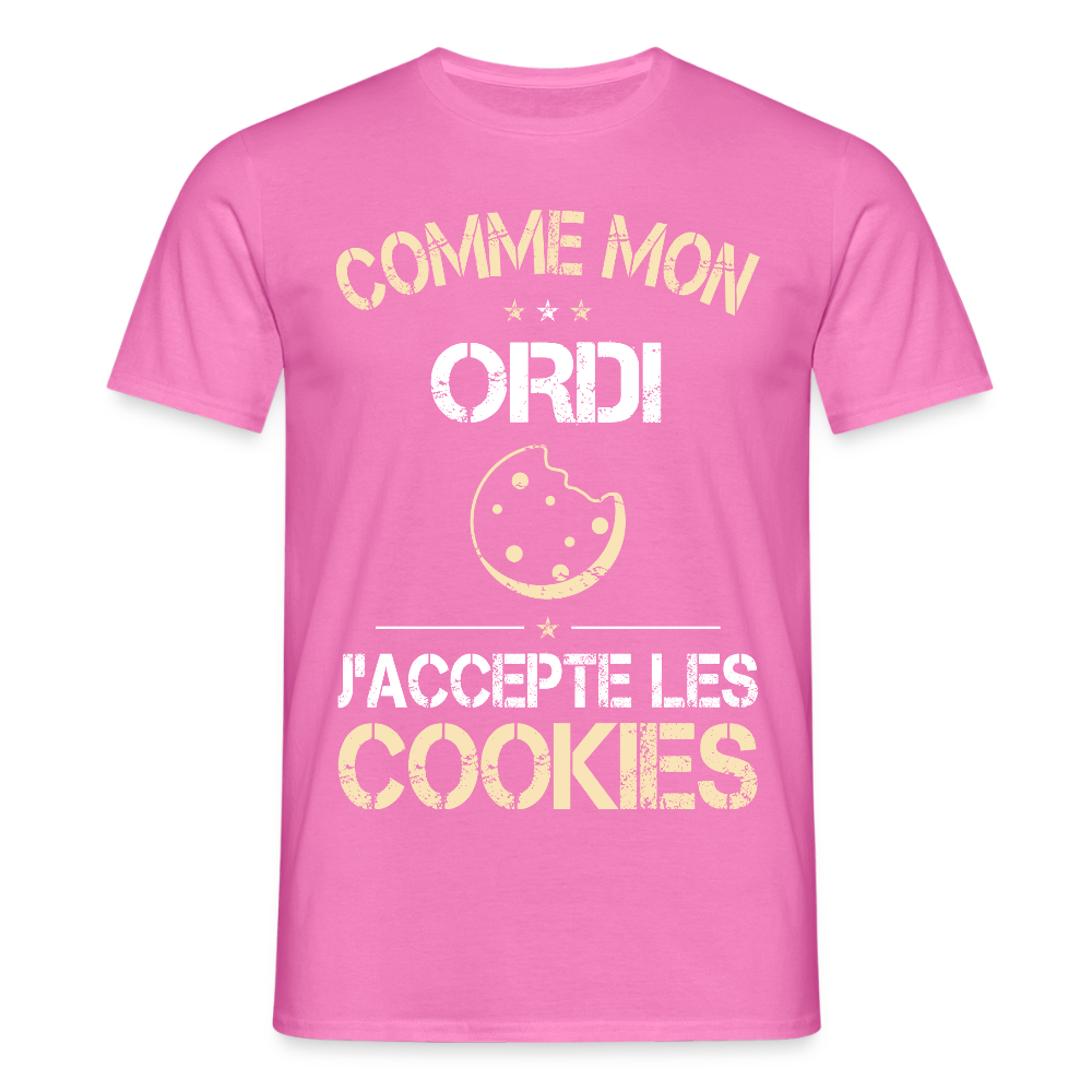 T-shirt Homme - Comme mon ordi j'accepte les cookies - rose
