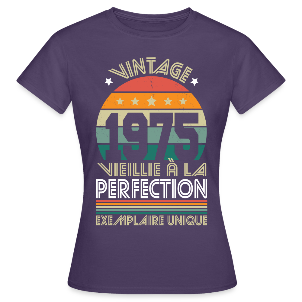 T-shirt Femme - Anniversaire 50 Ans - Vintage 1975 - violet foncé