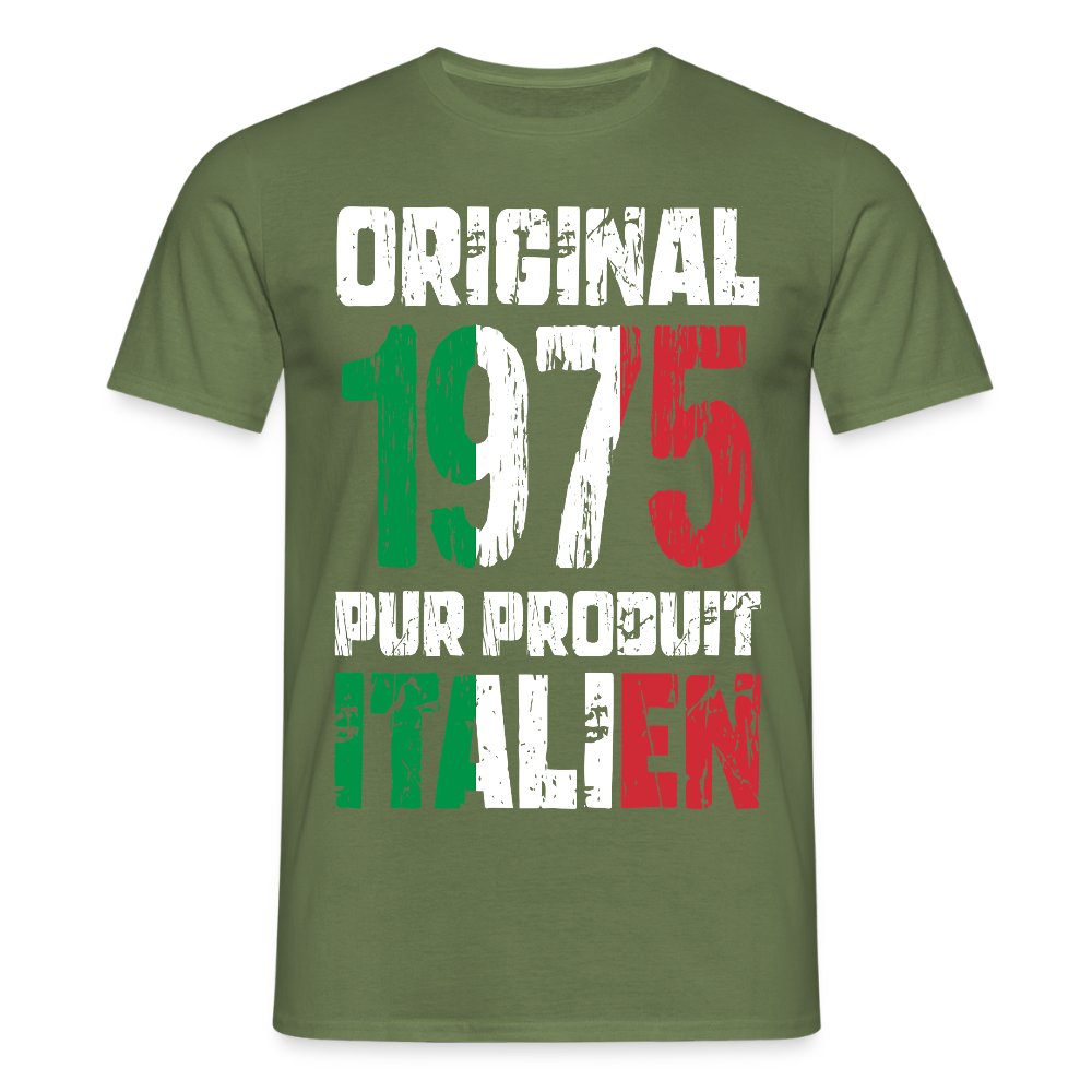 T-shirt Homme - Anniversaire 50 Ans - Original 1975 - Pur produit Italien - vert militaire