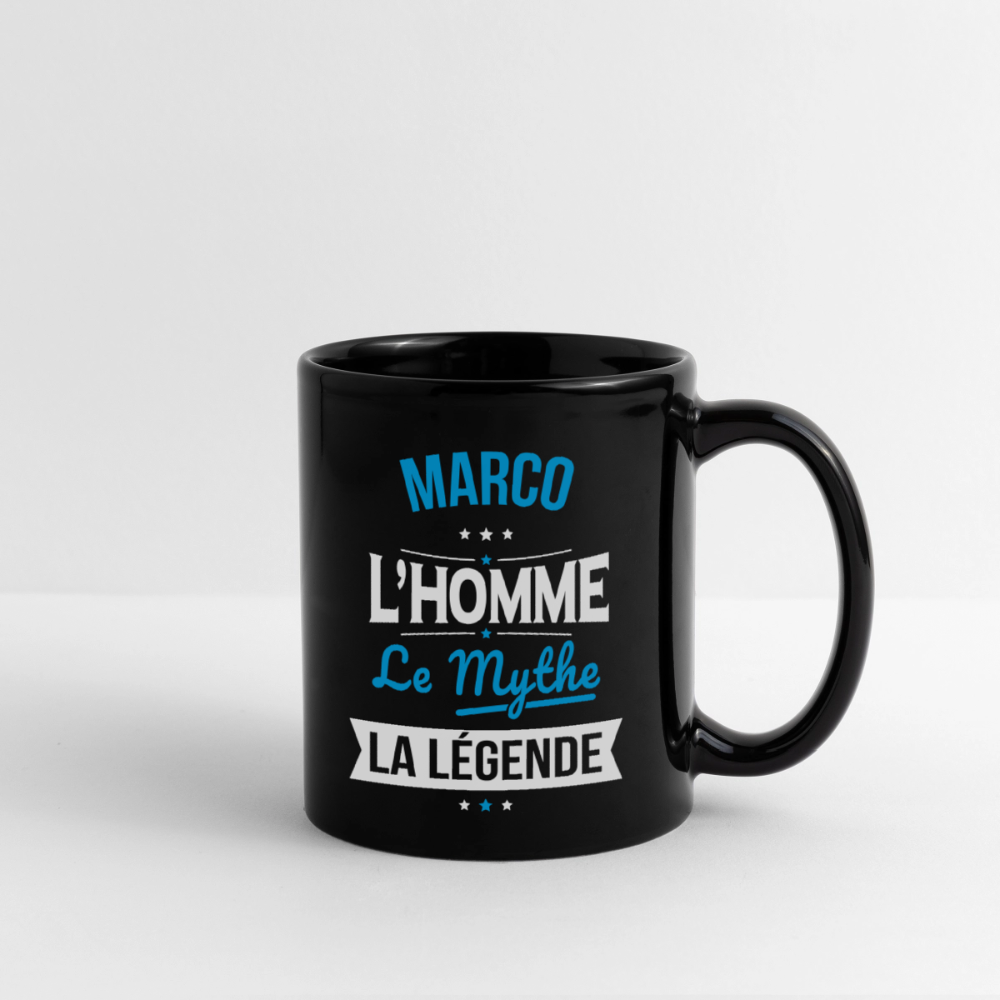 Mug uni Marco l’homme le mythe la légende – Mug cadeau original - noir