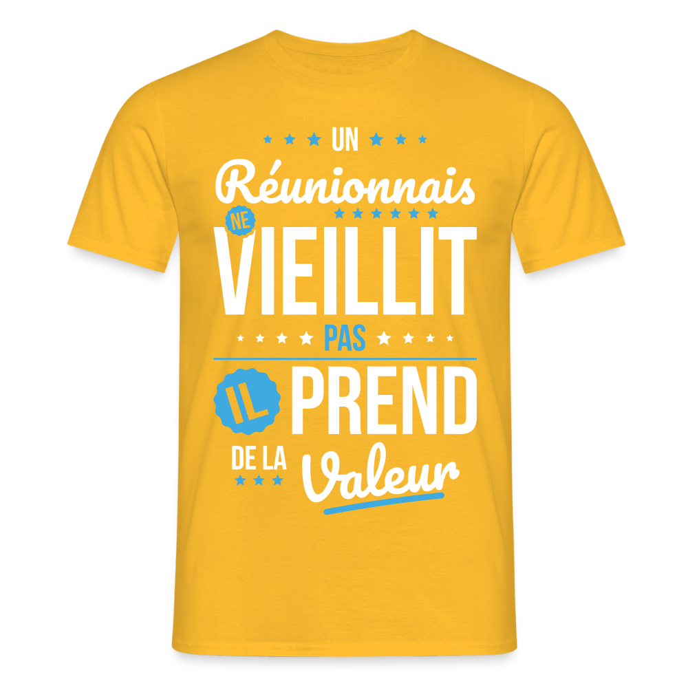T-shirt Homme - Un Réunionnais ne vieillit pas - jaune