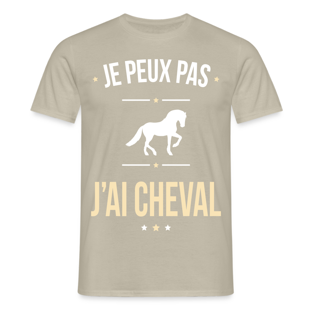 T-shirt Homme - Je peux pas j'ai Cheval - beige sable