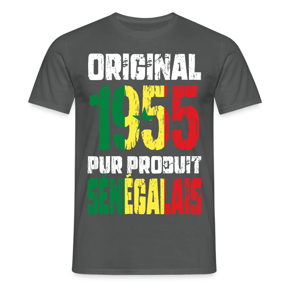 T-shirt Homme - Anniversaire 70 Ans - Original 1955 - Pur produit Sénégalais - charbon