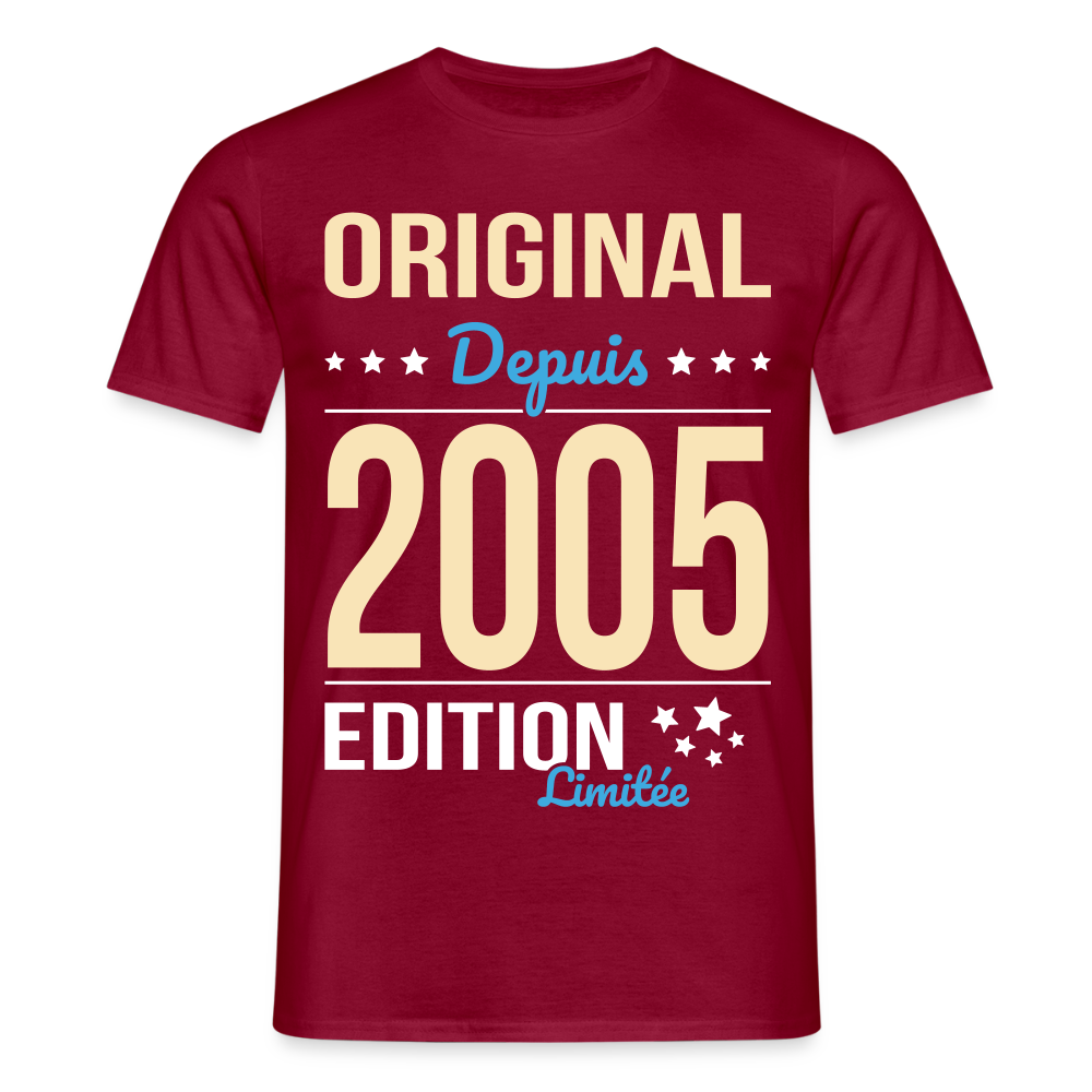 T-shirt Homme - Anniversaire 20 Ans - Original depuis 2005 - rouge brique
