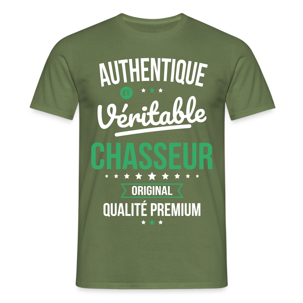 T-shirt Homme - Authentique et véritable Chasseur - vert militaire
