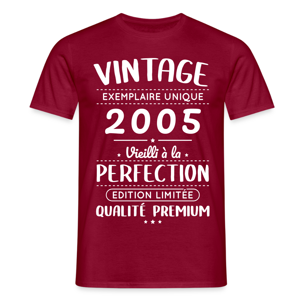 T-shirt Homme - Anniversaire 20 Ans - Vintage 2005 - rouge brique