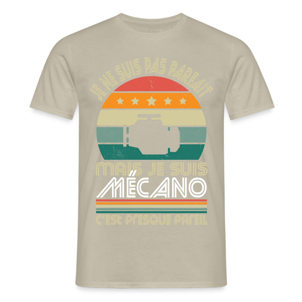 T-shirt Homme - Je ne suis pas parfait mais je suis Mécano - beige sable