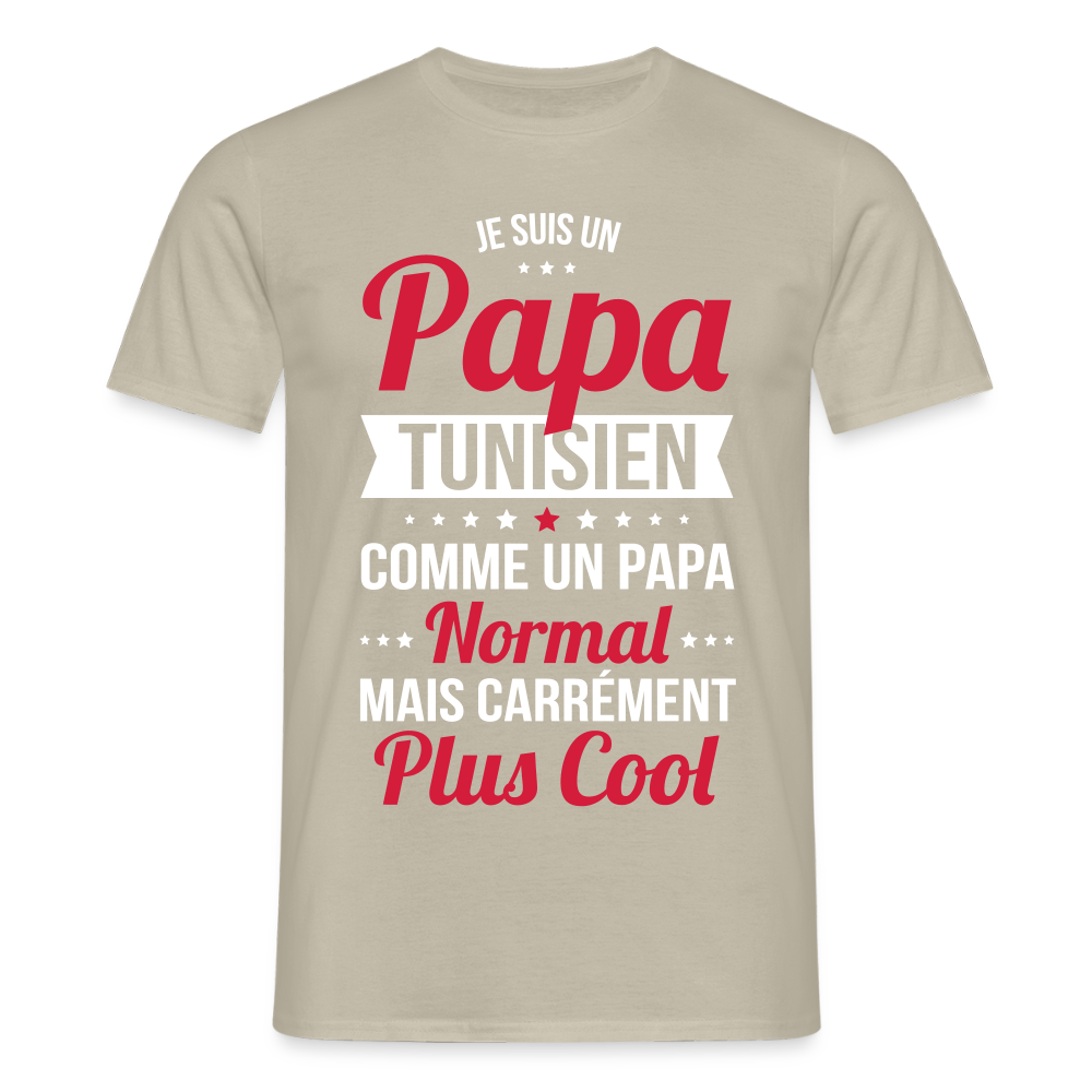 T-shirt Homme - Papa Tunisien Plus Cool - beige sable