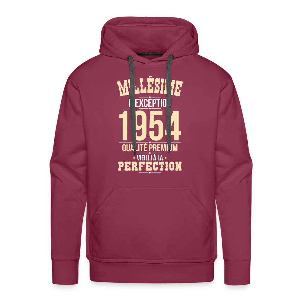 Sweat à capuche Premium Homme - Anniversaire 71 Ans - Millésime 1954 - bordeaux