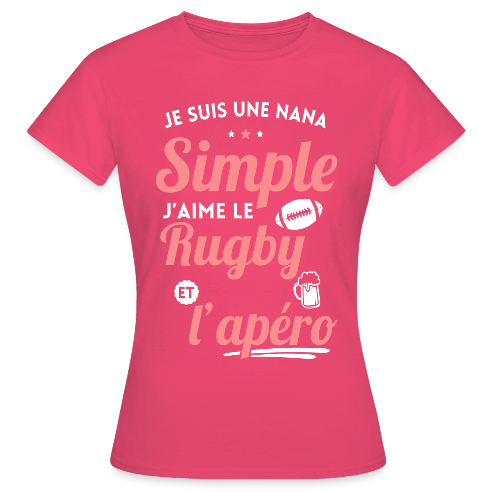 T-shirt Femme - J'aime le rugby et l'apéro - rose azalée