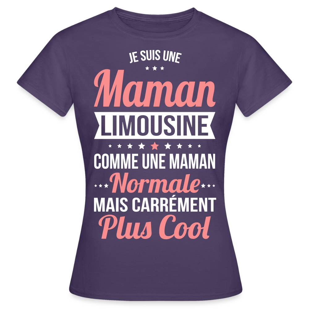 T-shirt Femme - Maman Limousine plus cool - violet foncé
