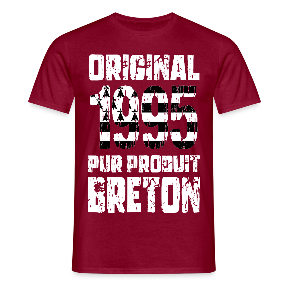 T-shirt Homme - Anniversaire 30 Ans - Original 1995 - Pur produit Breton - rouge brique