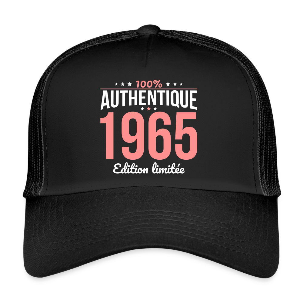 Casquette Trucker - Anniversaire 60 Ans - 100% Authentique 1965 - noir/noir
