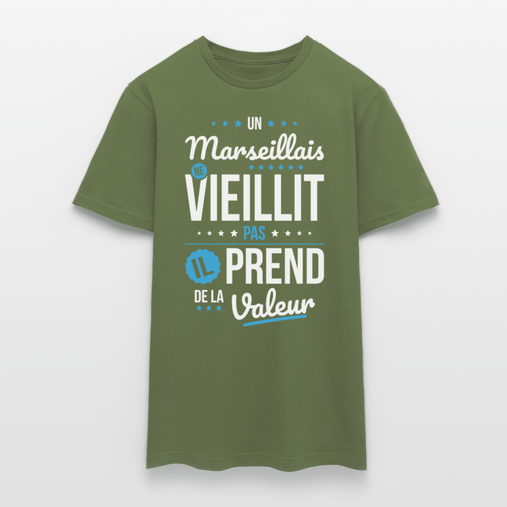 T-shirt Homme - Un Marseillais ne vieillit pas - vert militaire