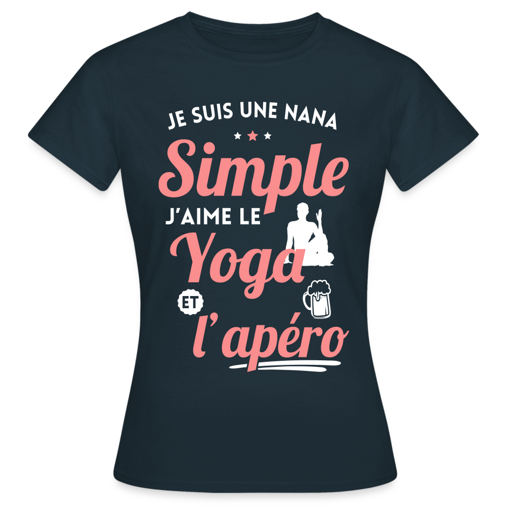 T-shirt Femme - J'aime le yoga et l'apéro - marine