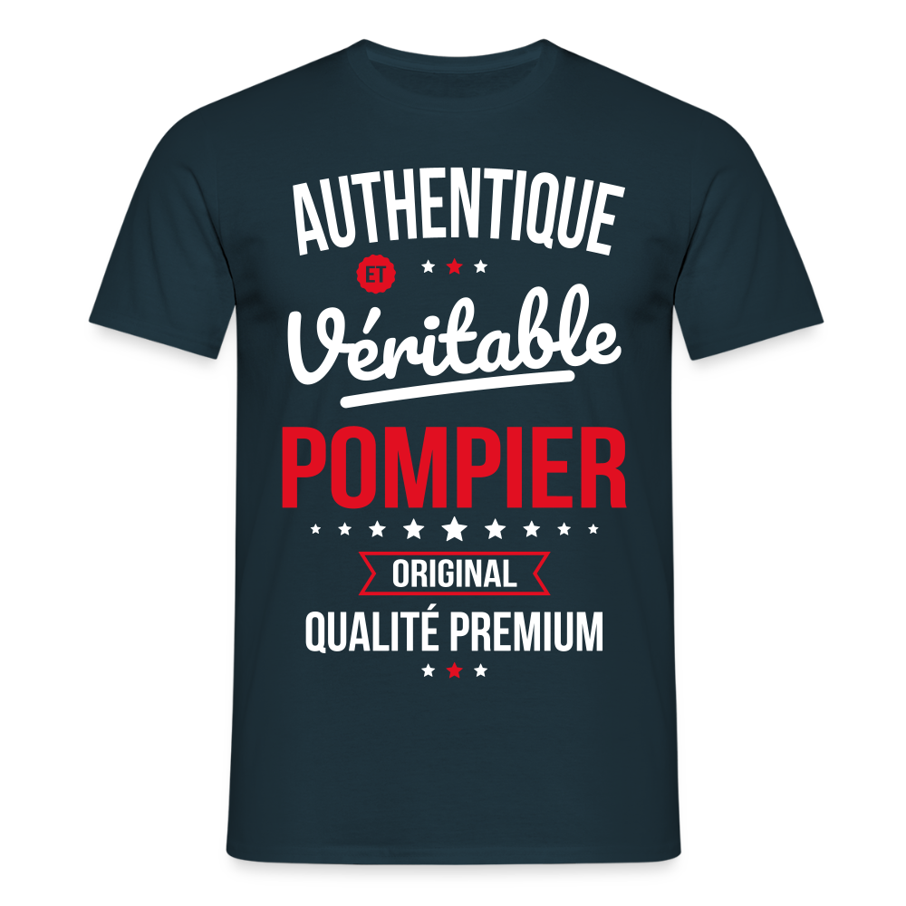 T-shirt Homme - Authentique et véritable Pompier - marine