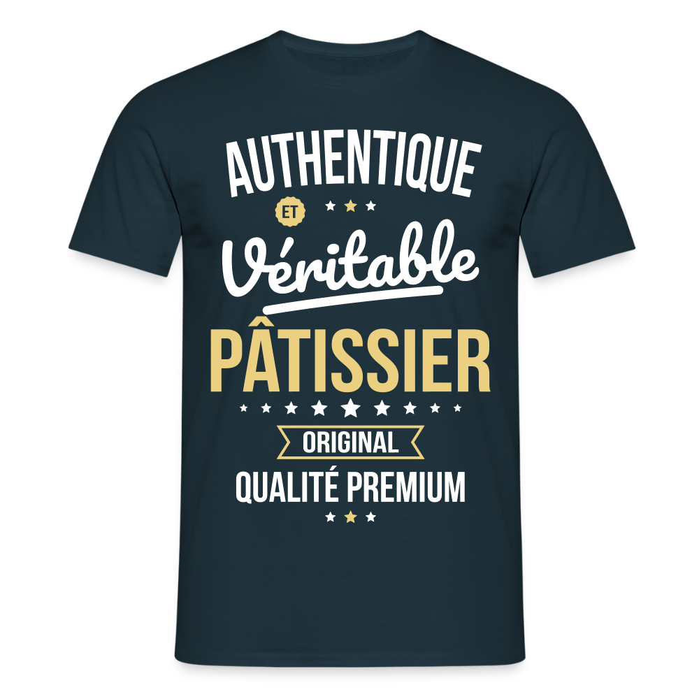 T-shirt Homme - Authentique et véritable Pâtissier - marine