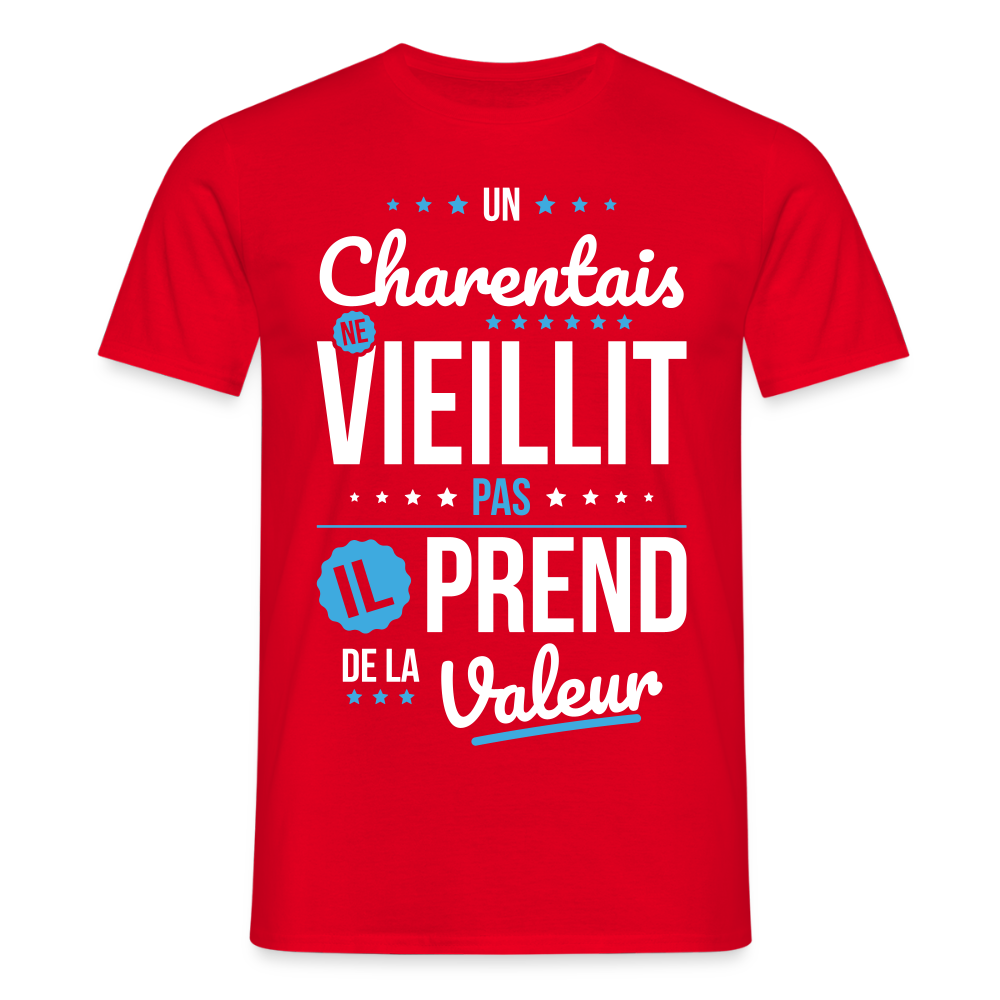 T-shirt Homme - Un Charentais ne vieillit pas - rouge