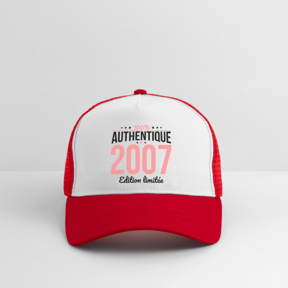 Casquette Trucker - Anniversaire 18 Ans - 100% Authentique 2007 - blanc/rouge