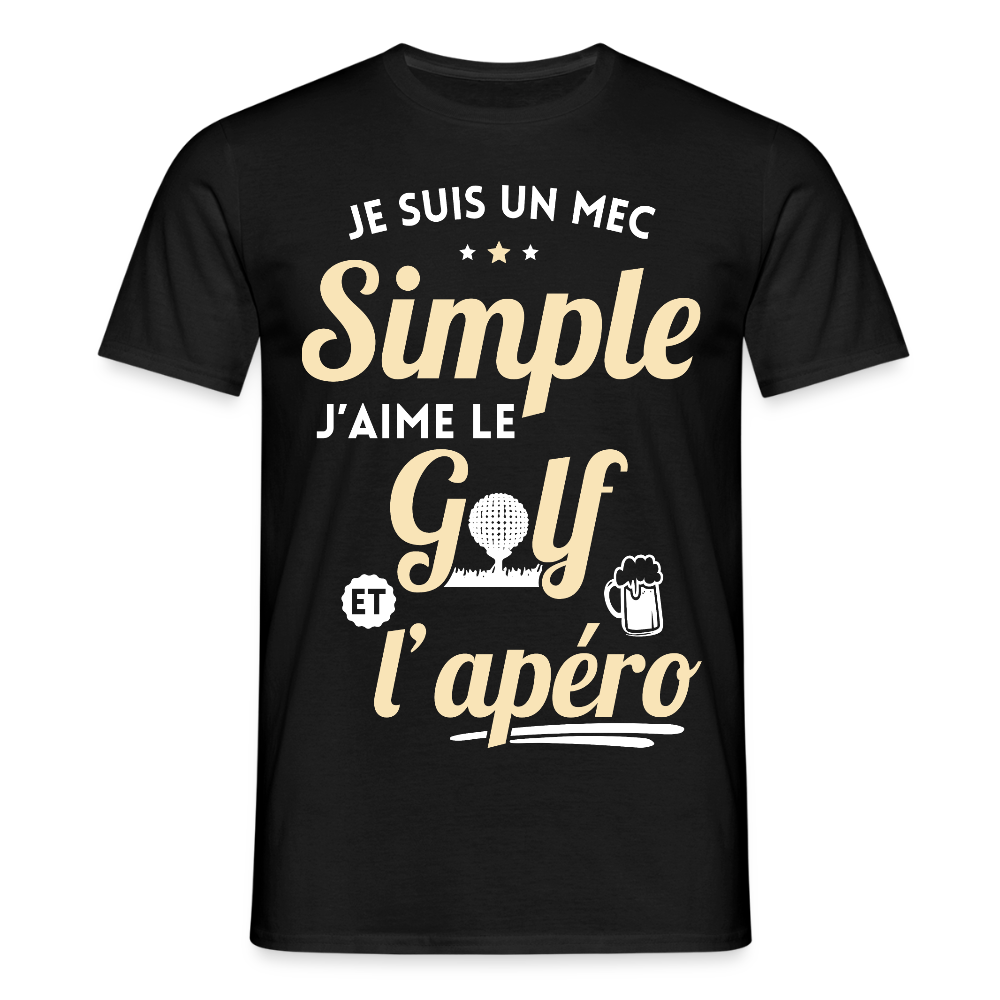 T-shirt Homme - J'aime le golf et l'apéro - noir