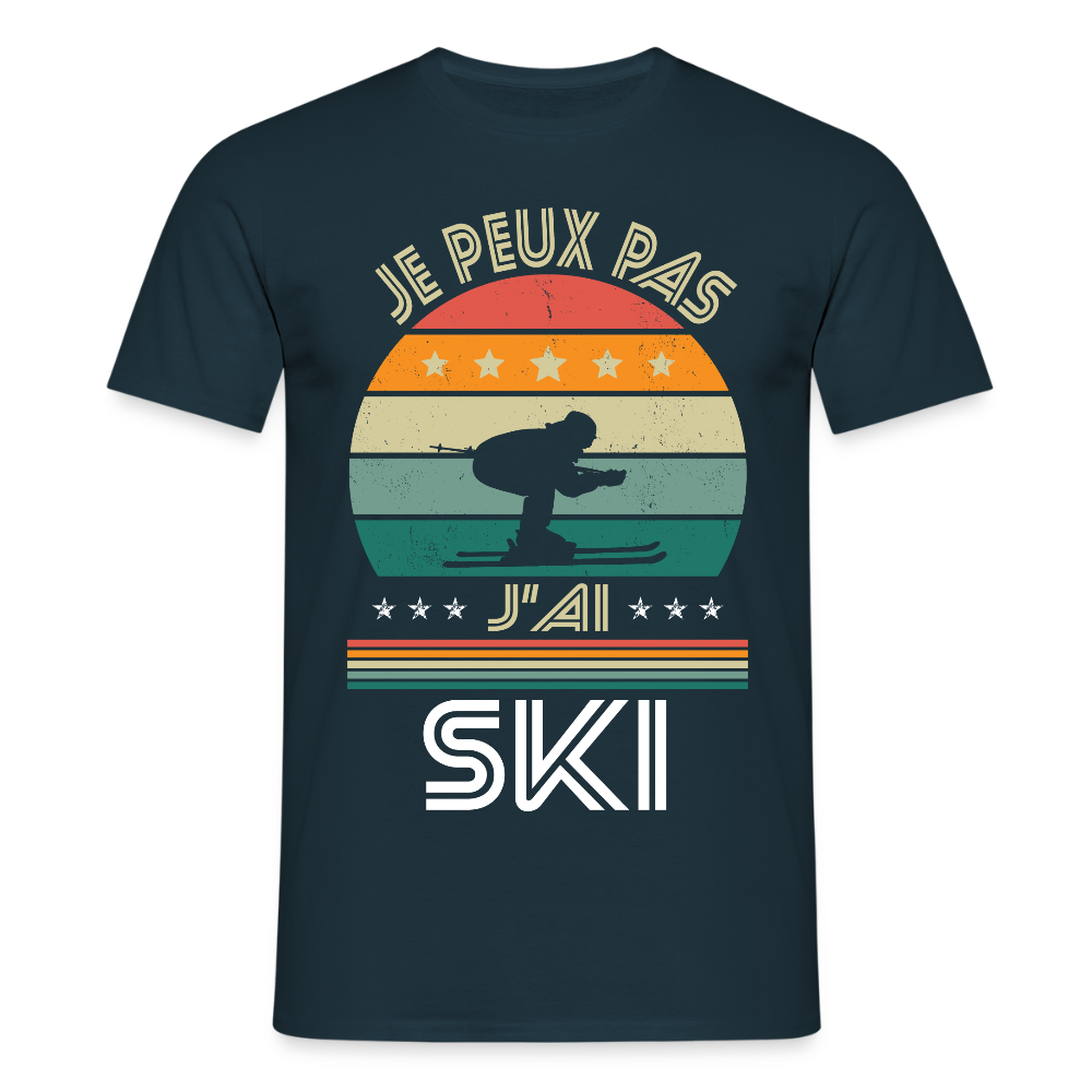 T-shirt Homme - Je peux pas j'ai Ski - marine