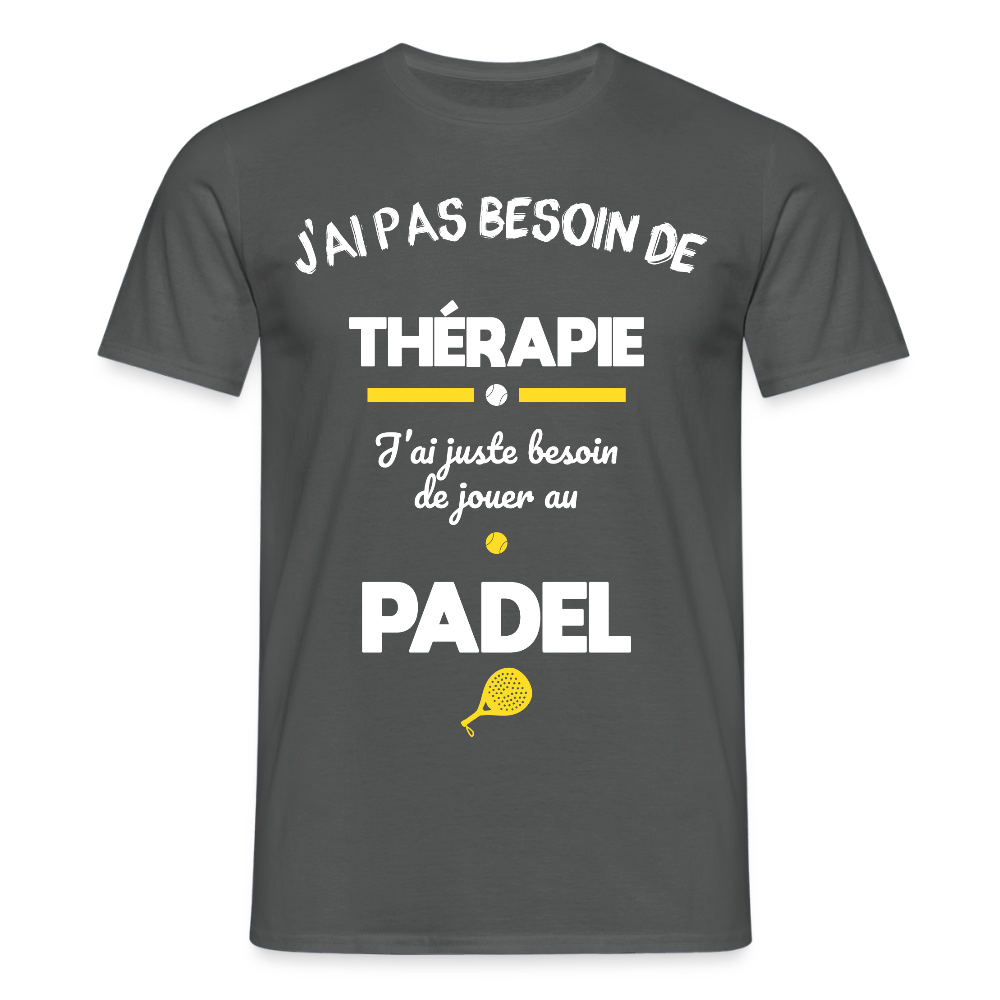 T-shirt Homme - Besoin De Jouer Au Padel - charbon