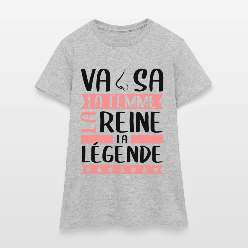 T-shirt femme coloris clair Vanessa en rébus – La femme, la reine, la légende - gris chiné