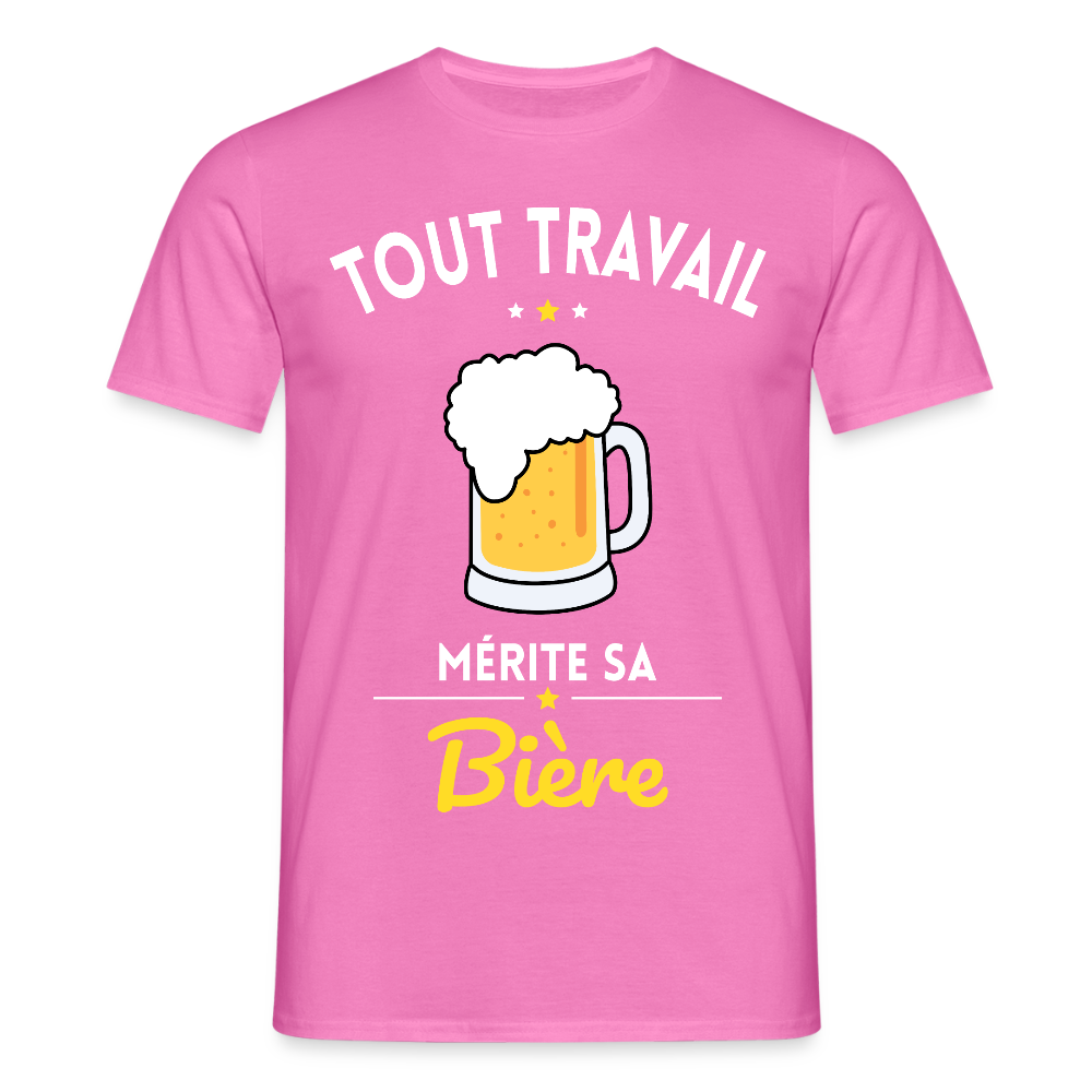 T-shirt Homme - Tout travail mérite sa bière - rose