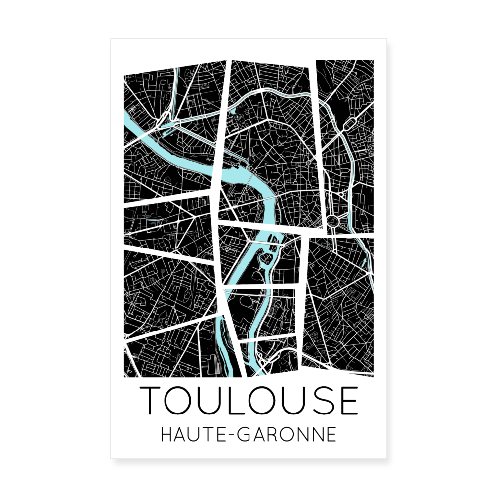 Poster Toulouse - Plan Toulouse - 20 x 30 cm - blanc