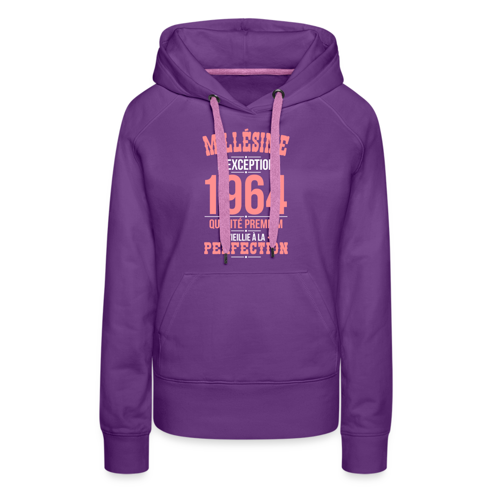 Sweat à capuche Premium Femme - Anniversaire 61 Ans - Millésime 1964 - violet