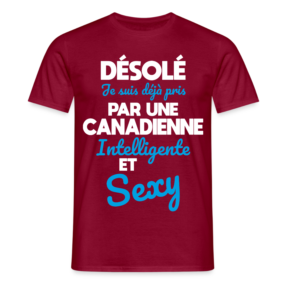 T-shirt Homme - Je suis déjà pris par une Canadienne intelligente et sexy - rouge brique