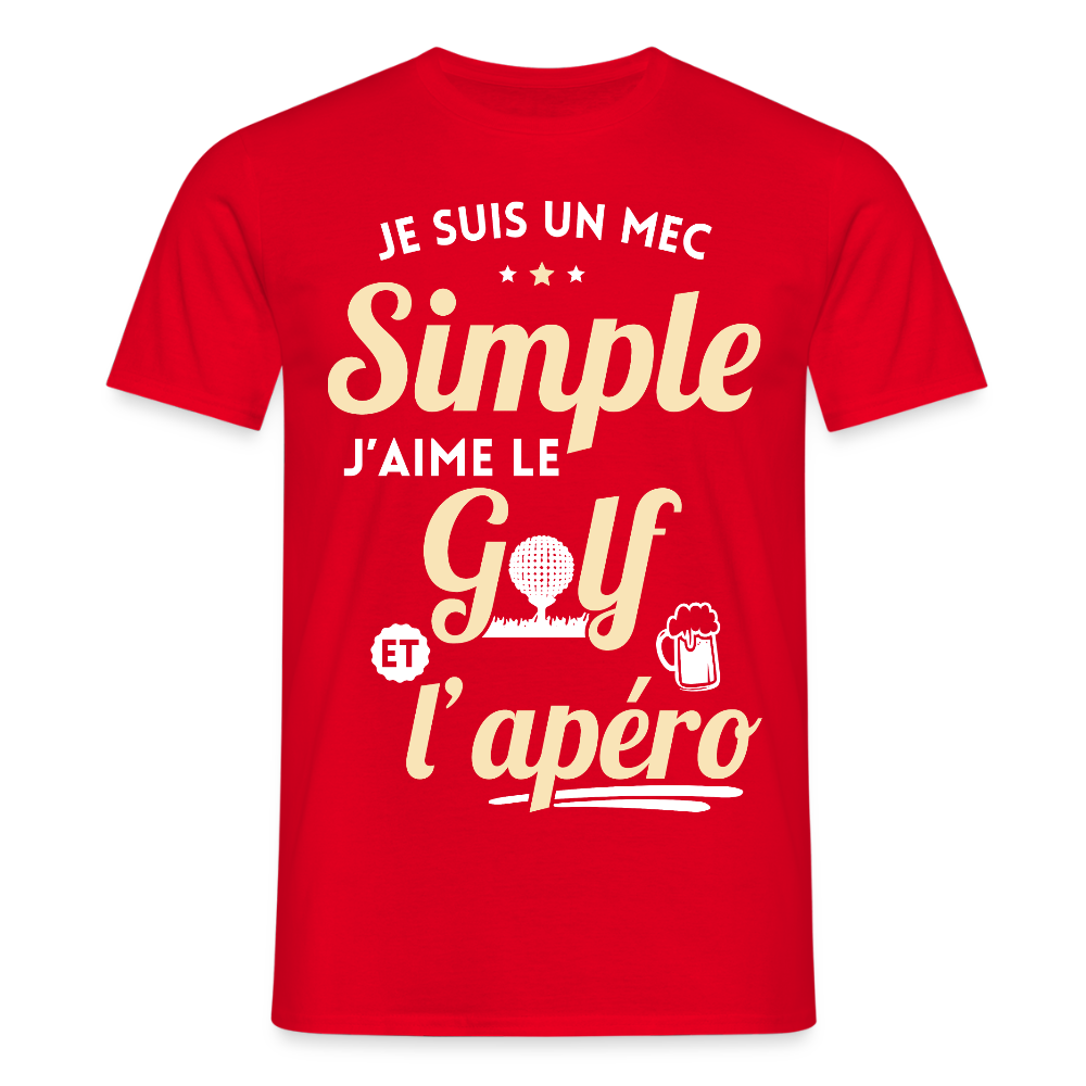 T-shirt Homme - J'aime le golf et l'apéro - rouge