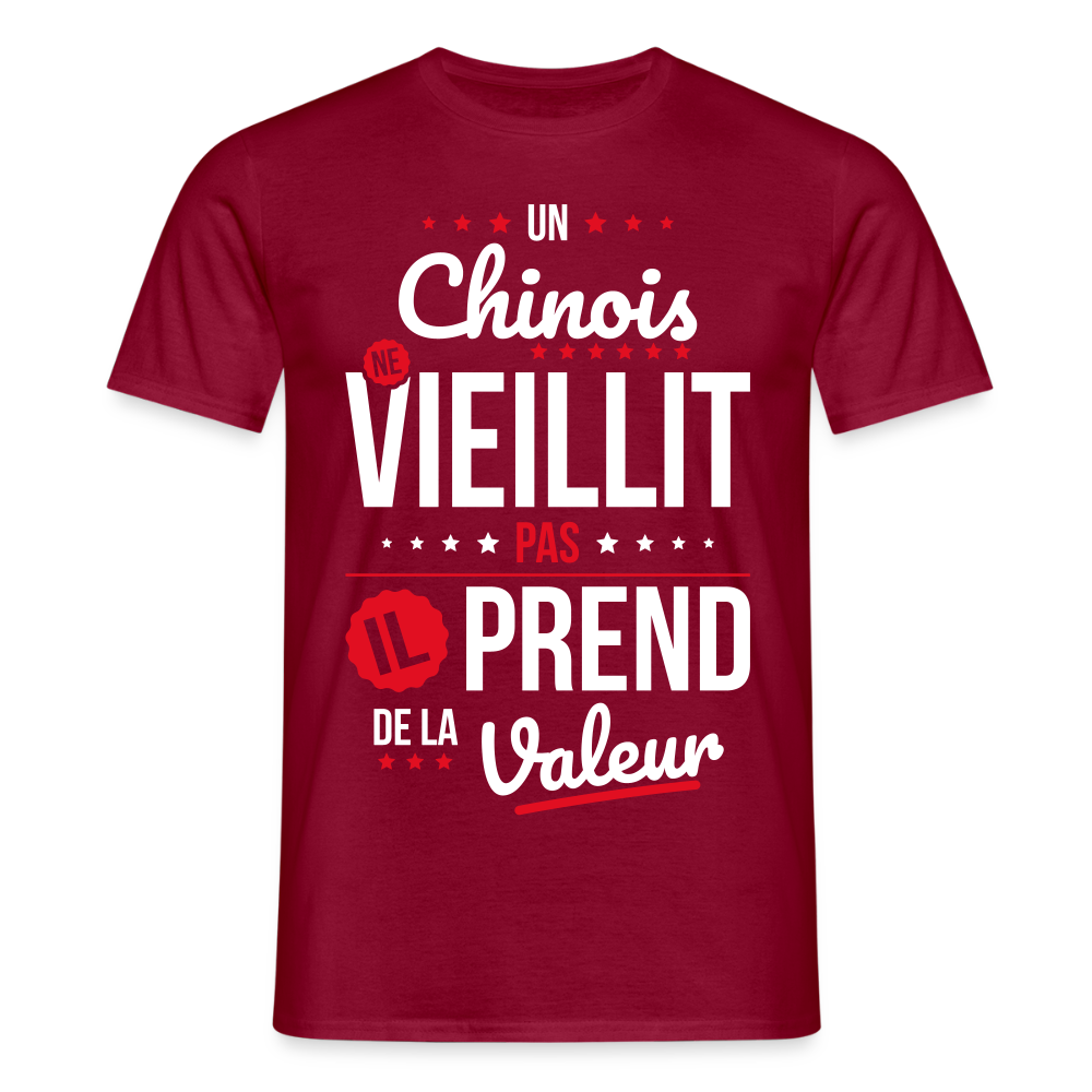 T-shirt Homme - Un Chinois ne vieillit pas - rouge brique