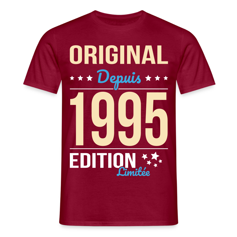 T-shirt Homme - Anniversaire 30 Ans - Original depuis 1995 - rouge brique