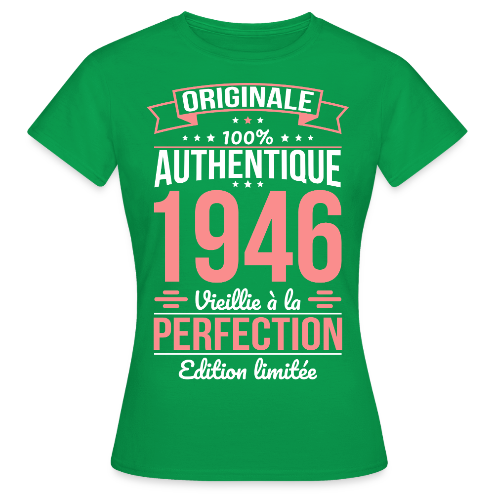 T-shirt anniversaire femme 80 ans – Originale 1946 - vert