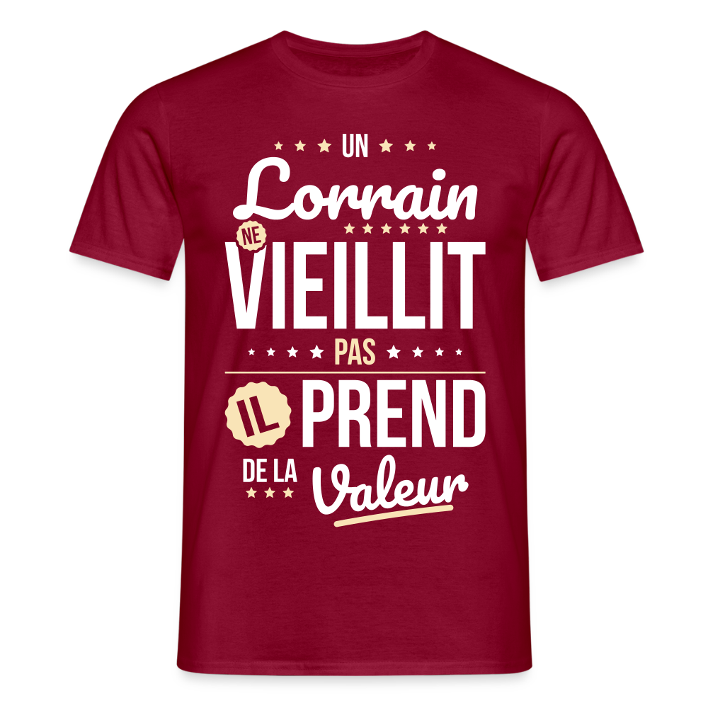T-shirt Homme - Un Lorrain ne vieillit pas - rouge brique