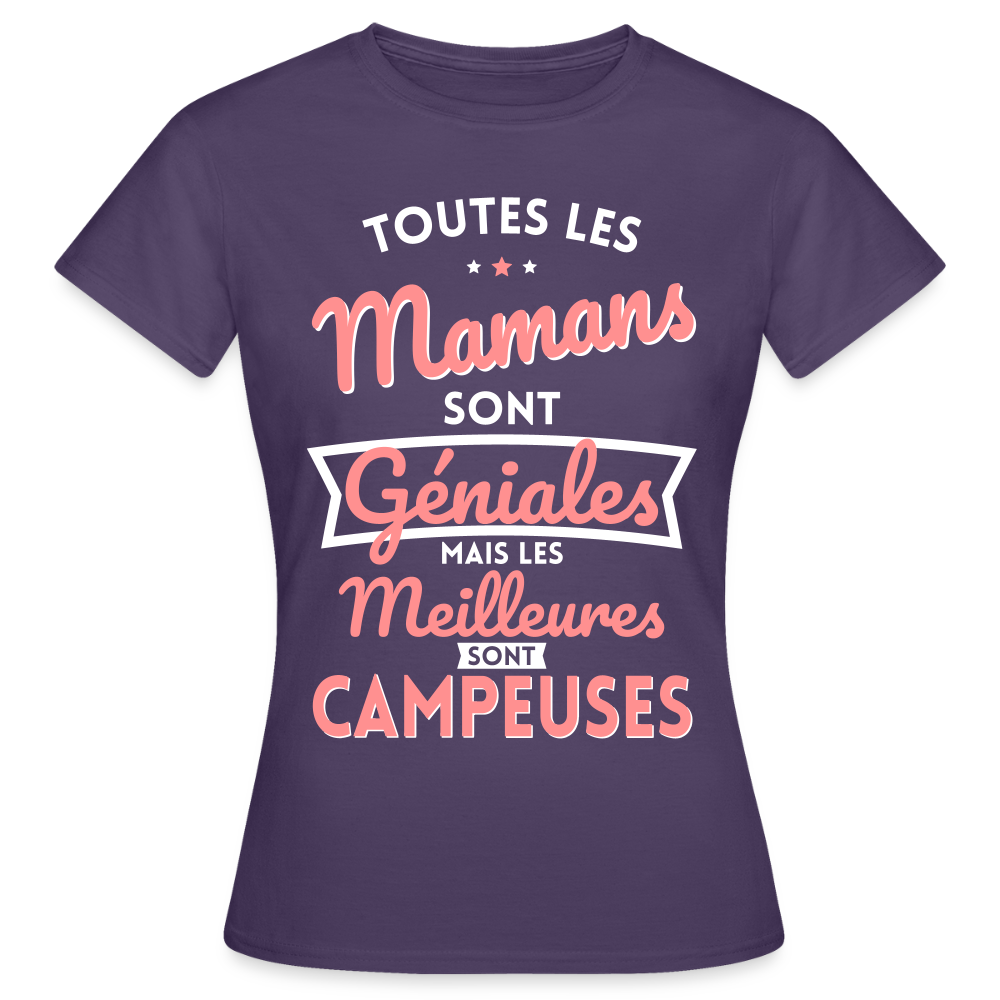 T-shirt Femme - Mamans géniales - Les meilleures sont campeuses - violet foncé