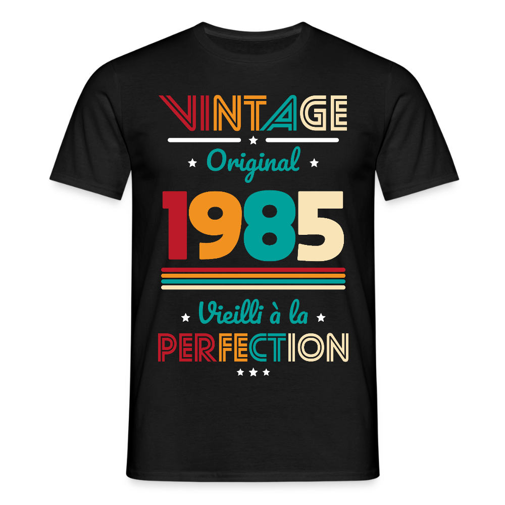 T-shirt Homme - Anniversaire 40 Ans - Vintage Original 1985 - noir