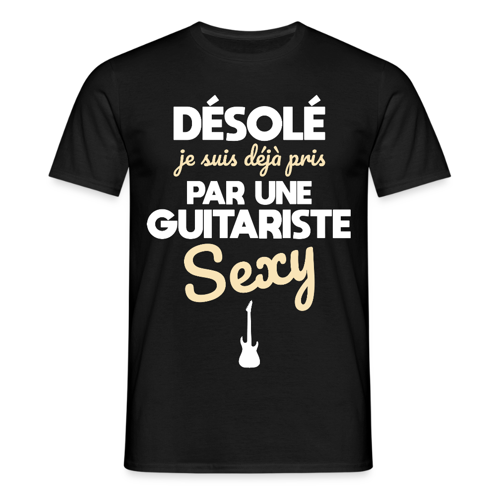 T-shirt Homme - Je suis pris par une guitariste sexy - noir