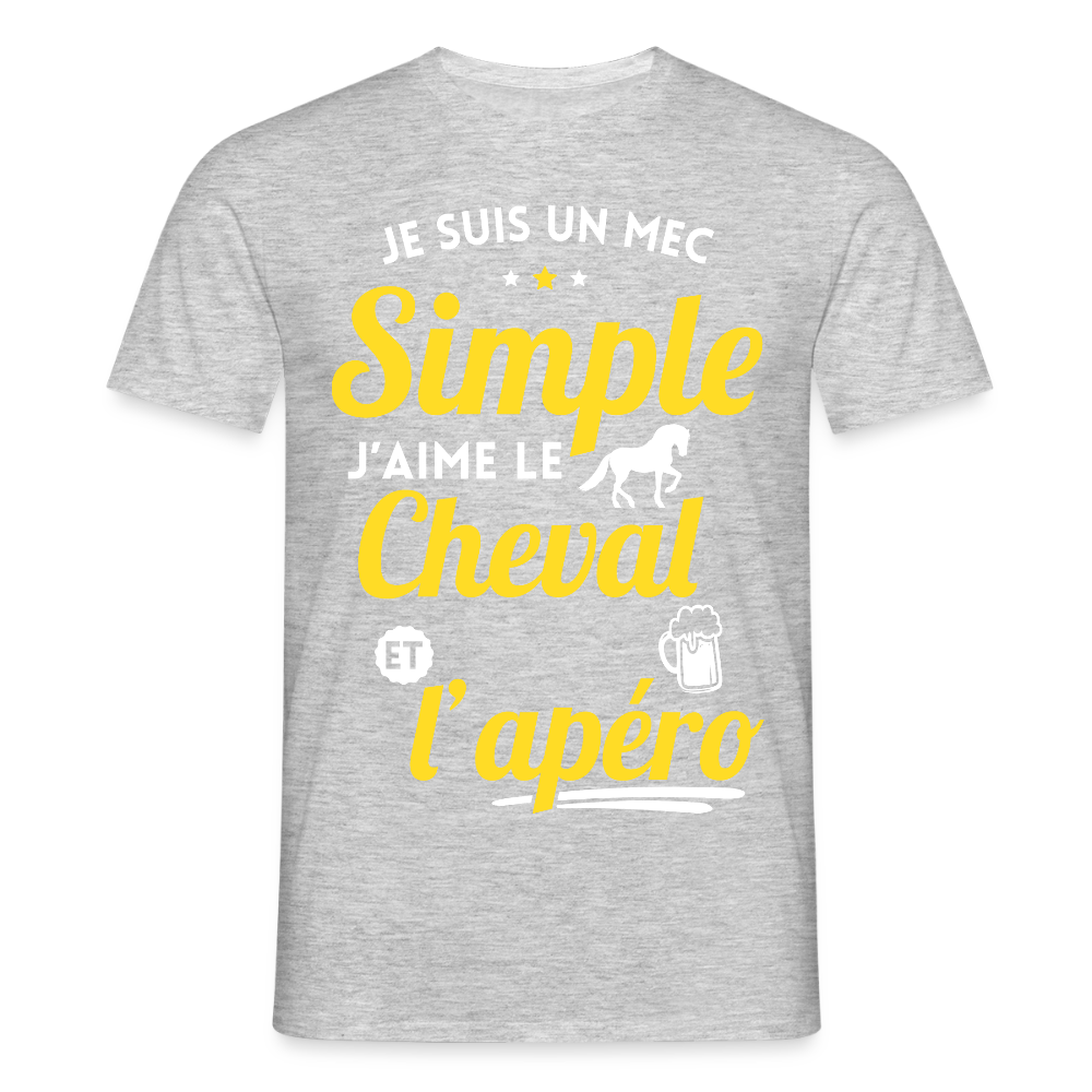 T-shirt Homme - J'aime le cheval et l'apéro - gris chiné