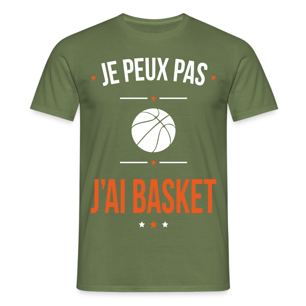T-shirt Homme - Je peux pas j'ai Basket - vert militaire